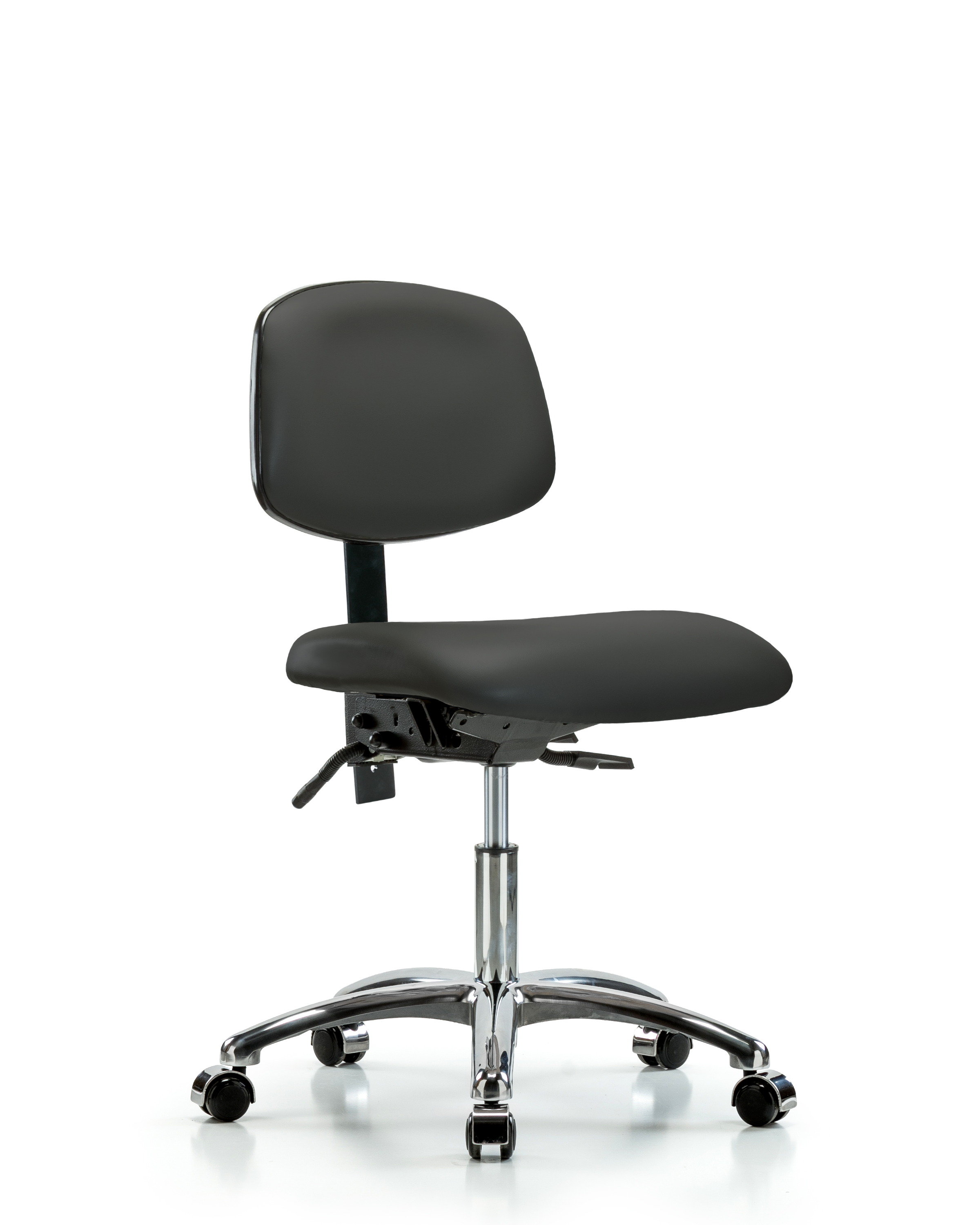 Rutledge Vinyl Chair Chrome - Desk Height with Casters in Charcoal Trailblazer Vinyl
