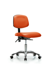 Rutledge Vinyl Chair Chrome - Desk Height with Casters in Orange Kist Trailblazer Vinyl