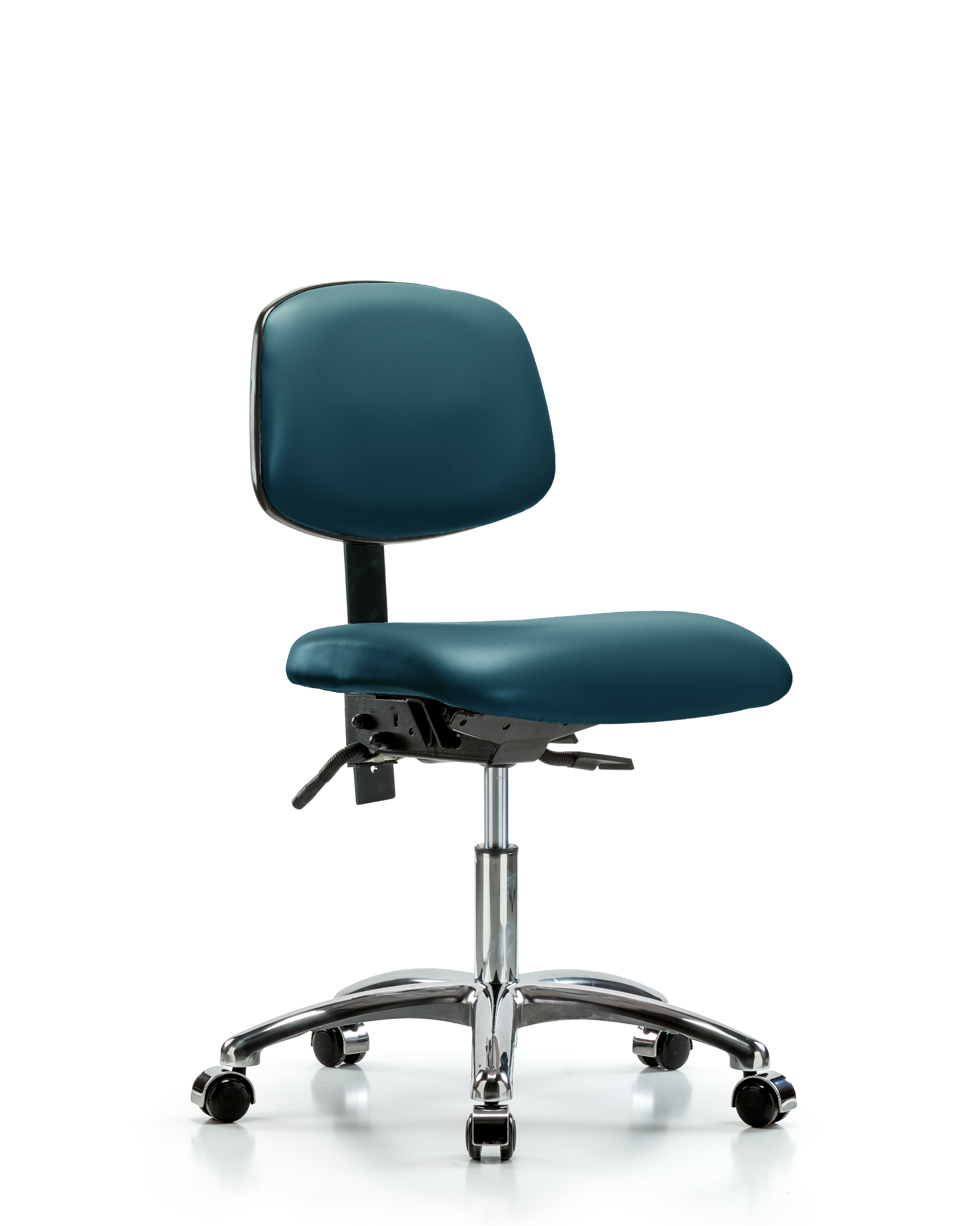 Rutledge Vinyl Chair Chrome - Desk Height with Casters in Marine Blue Supernova Vinyl