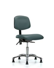 Rutledge Vinyl Chair Chrome - Desk Height with Stationary Glides in Colonial Blue Trailblazer Vinyl