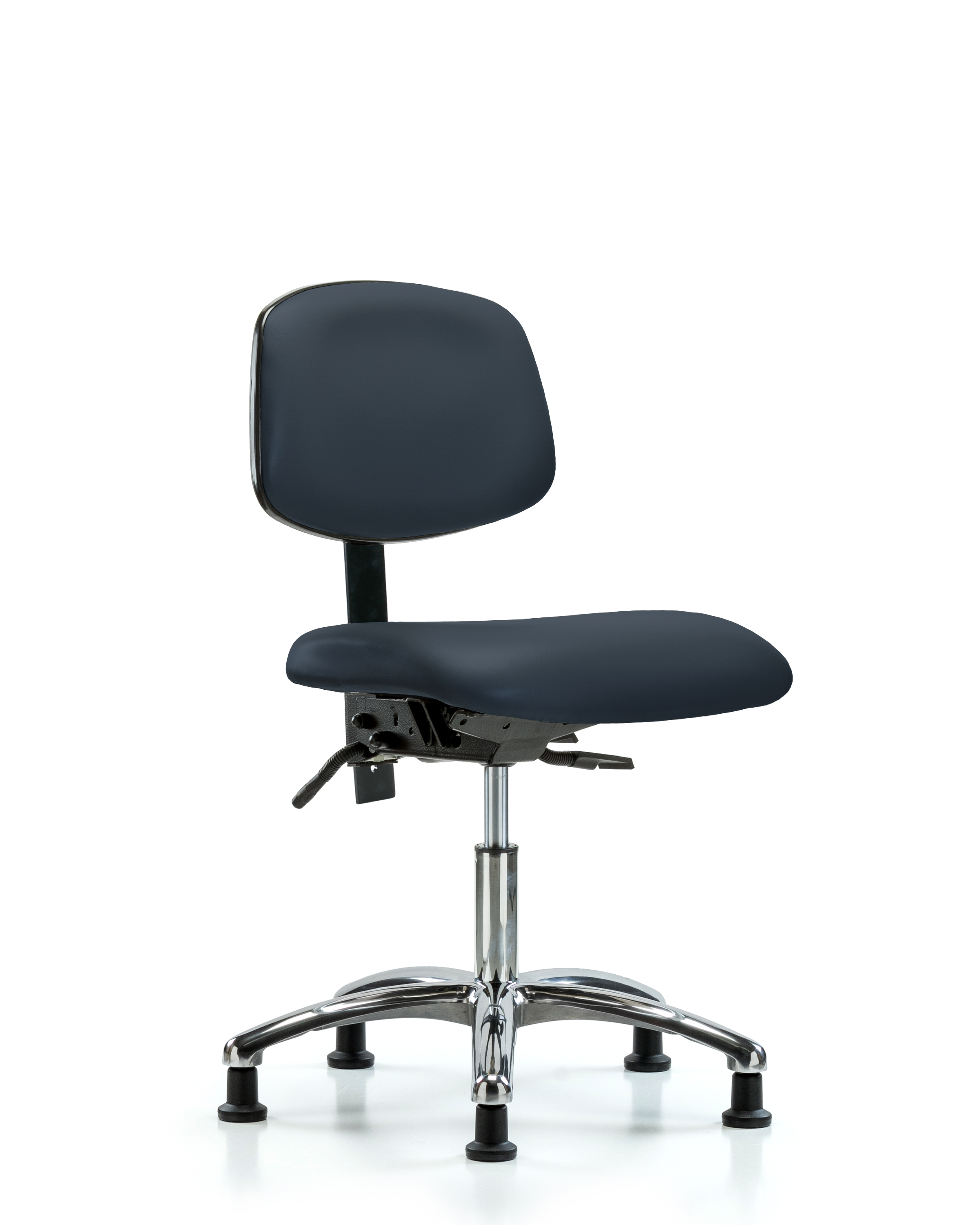 Rutledge Vinyl Chair Chrome - Desk Height with Stationary Glides in Imperial Blue Trailblazer Vinyl