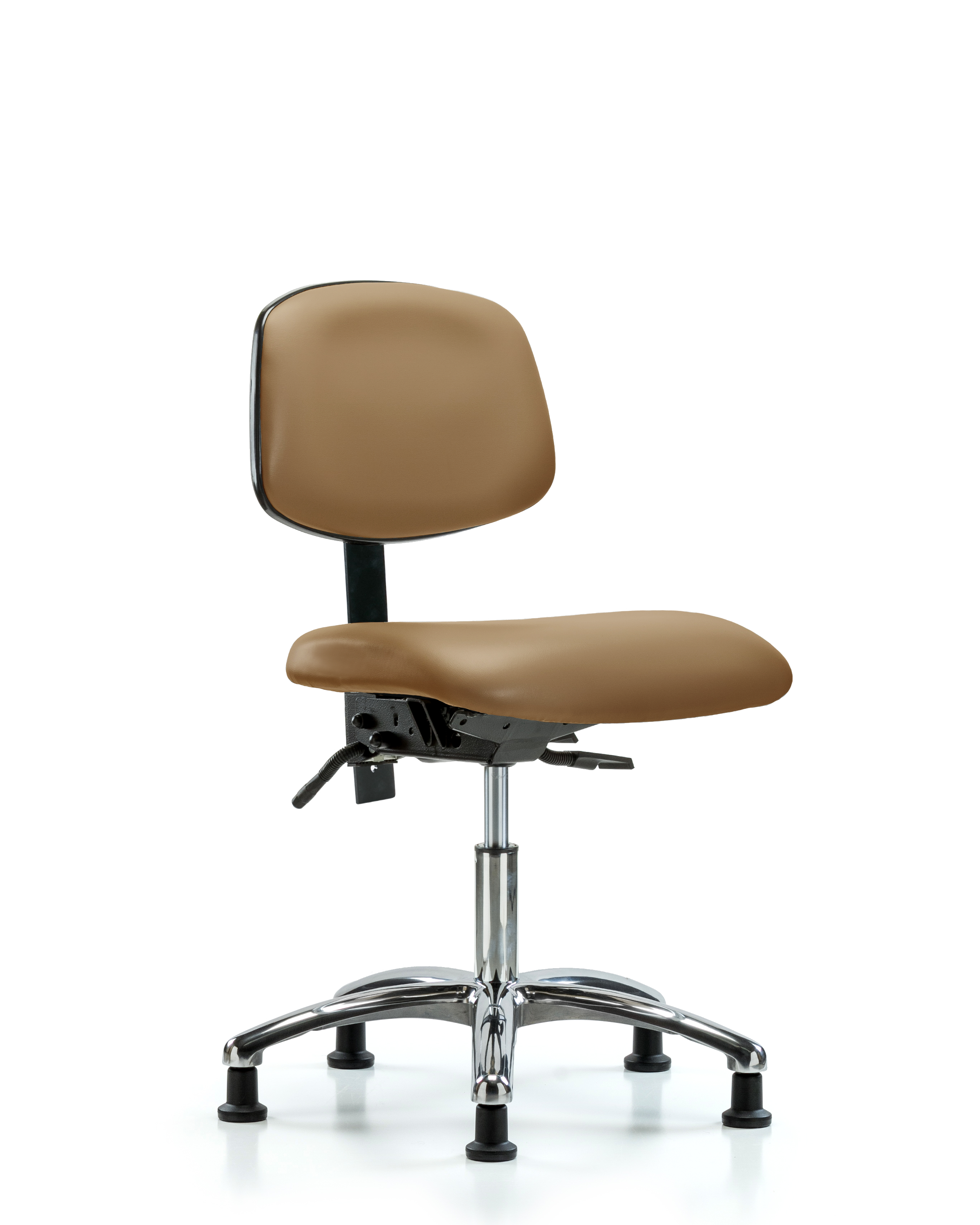 Rutledge Vinyl Chair Chrome - Desk Height with Stationary Glides in Taupe Trailblazer Vinyl