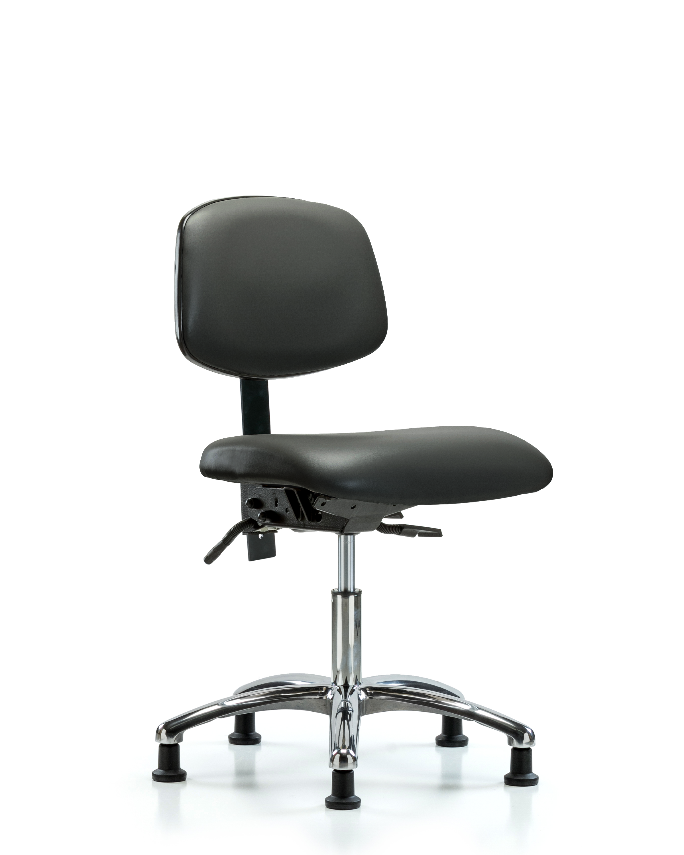 Rutledge Vinyl Chair Chrome - Desk Height with Stationary Glides in Carbon Supernova Vinyl