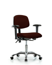 Rutledge Vinyl Chair Chrome - Desk Height with Adjustable Arms & Casters in Burgundy Trailblazer Vinyl