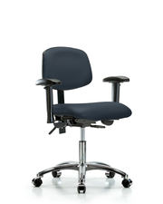 Rutledge Vinyl Chair Chrome - Desk Height with Adjustable Arms & Casters in Imperial Blue Trailblazer Vinyl
