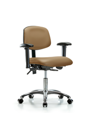 Rutledge Vinyl Chair Chrome - Desk Height with Adjustable Arms & Casters in Taupe Trailblazer Vinyl