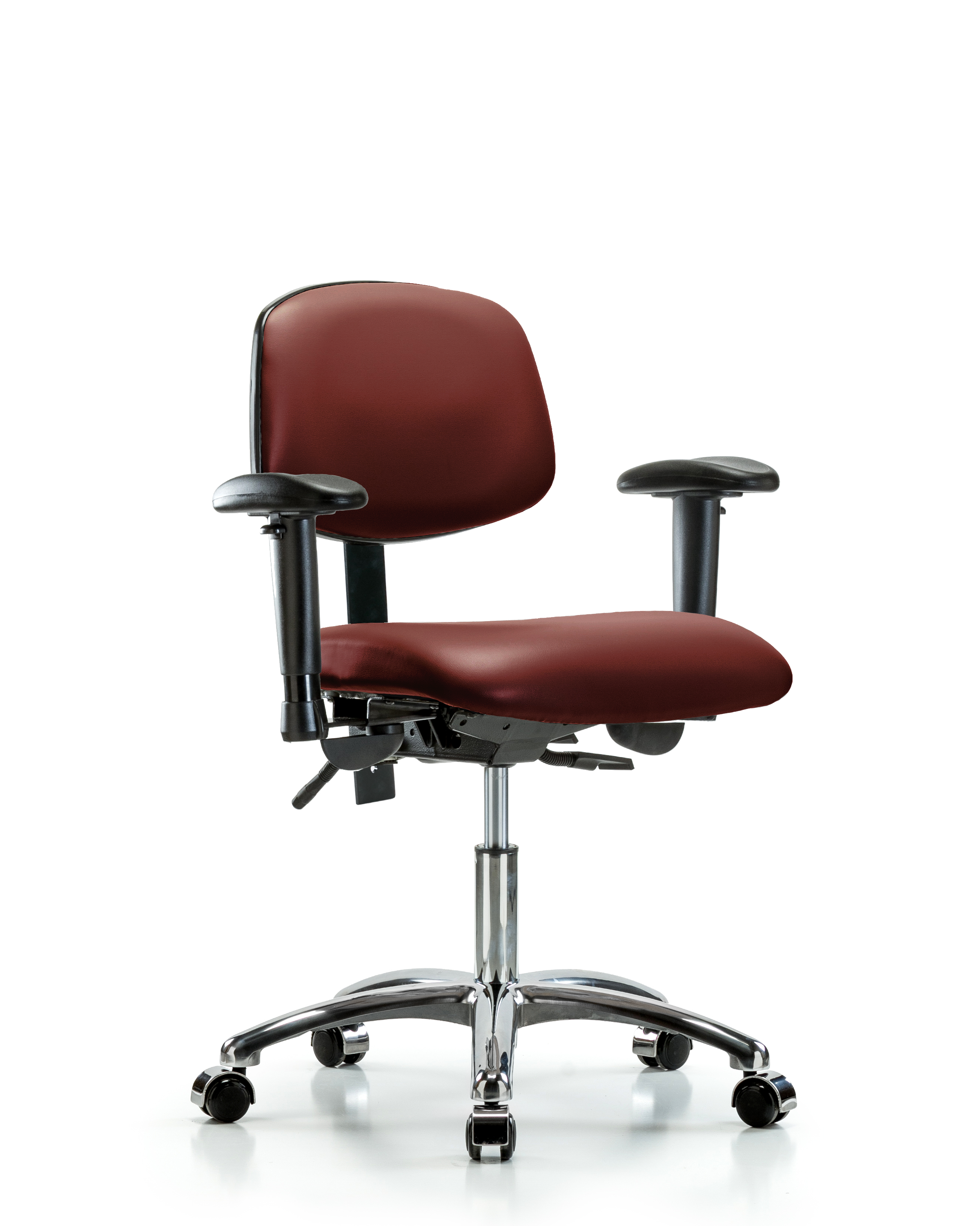 Rutledge Vinyl Chair Chrome - Desk Height with Adjustable Arms & Casters in Borscht Supernova Vinyl