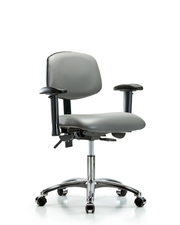 Rutledge Vinyl Chair Chrome - Desk Height with Adjustable Arms & Casters in Sterling Supernova Vinyl
