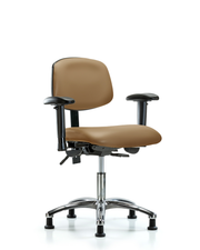 Rutledge Vinyl Chair Chrome - Desk Height with Adjustable Arms & Stationary Glides in Taupe Trailblazer Vinyl