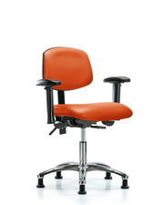 Rutledge Vinyl Chair Chrome - Desk Height with Adjustable Arms & Stationary Glides in Orange Kist Trailblazer Vinyl