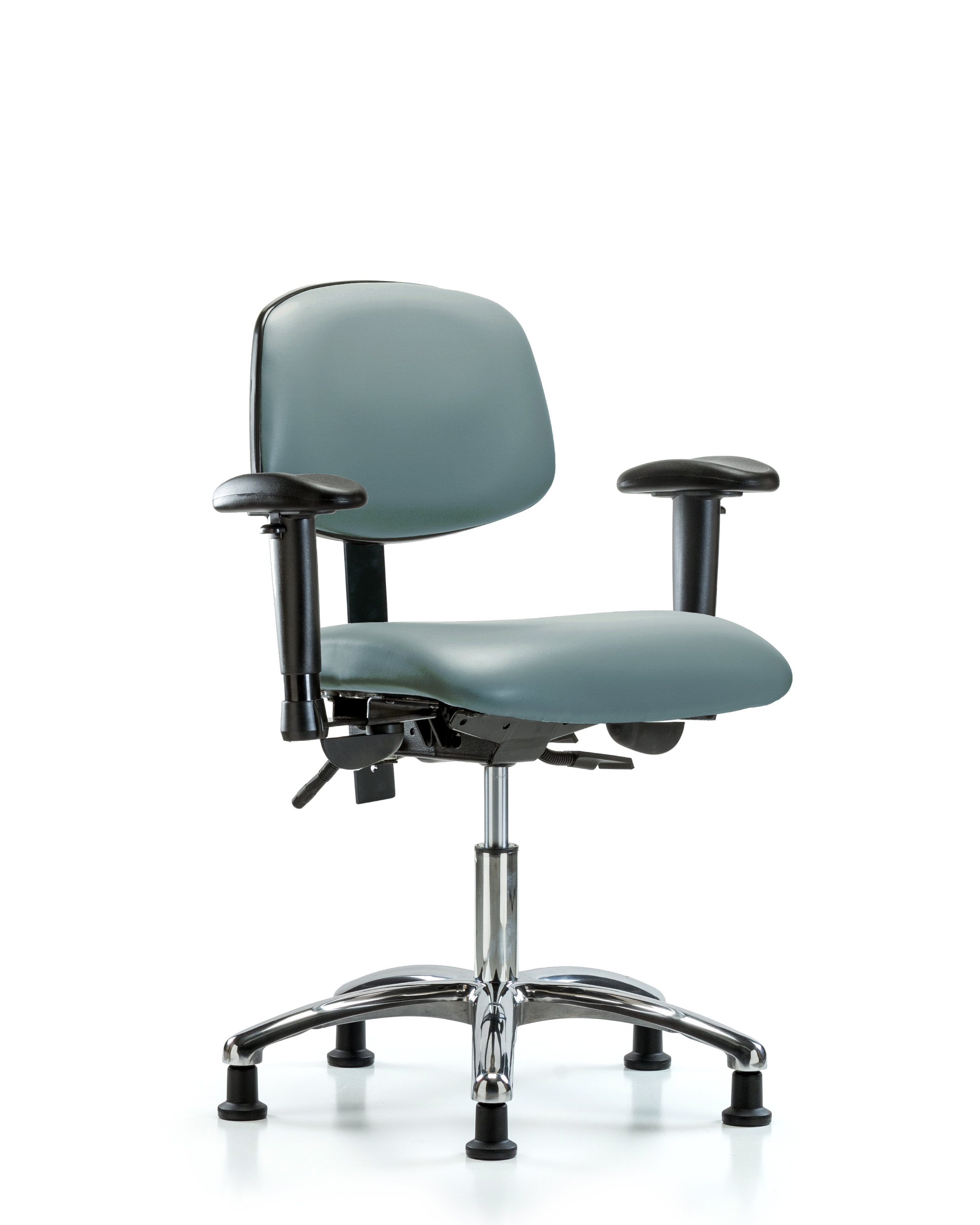 Rutledge Vinyl Chair Chrome - Desk Height with Adjustable Arms & Stationary Glides in Storm Supernova Vinyl