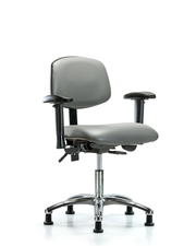 Rutledge Vinyl Chair Chrome - Desk Height with Adjustable Arms & Stationary Glides in Sterling Supernova Vinyl