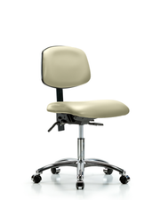 Rutledge Vinyl Chair Chrome - Desk Height with Seat Tilt & Casters in Adobe White Trailblazer Vinyl
