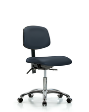 Rutledge Vinyl Chair Chrome - Desk Height with Seat Tilt & Casters in Imperial Blue Trailblazer Vinyl