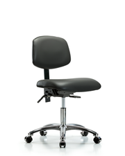 Rutledge Vinyl Chair Chrome - Desk Height with Seat Tilt & Casters in Carbon Supernova Vinyl