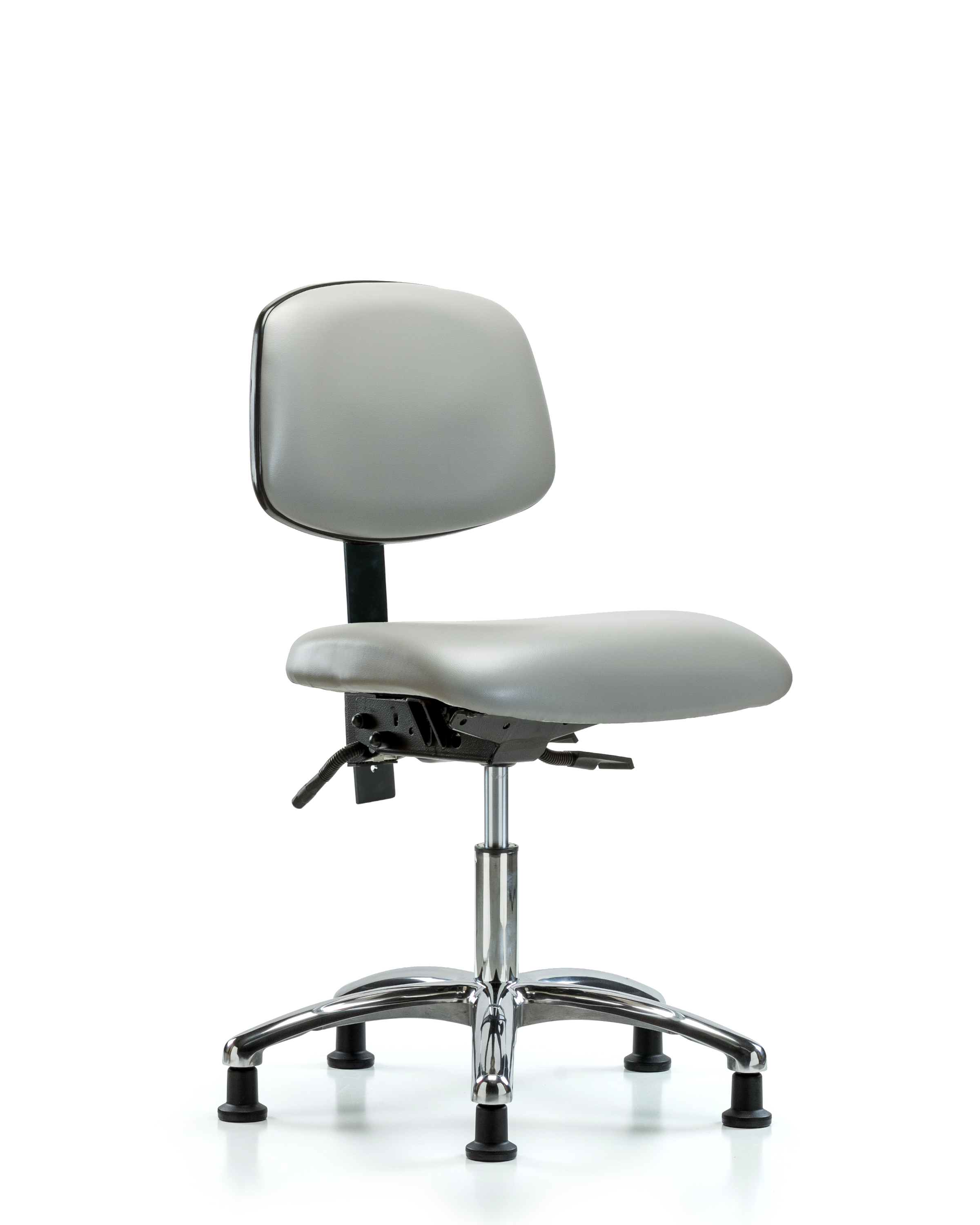 Rutledge Vinyl Chair Chrome - Desk Height with Seat Tilt & Stationary Glides in Dove Trailblazer Vinyl