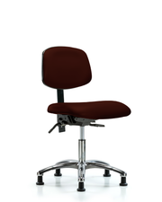 Rutledge Vinyl Chair Chrome - Desk Height with Seat Tilt & Stationary Glides in Burgundy Trailblazer Vinyl