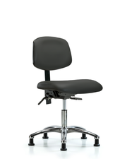 Rutledge Vinyl Chair Chrome - Desk Height with Seat Tilt & Stationary Glides in Charcoal Trailblazer Vinyl