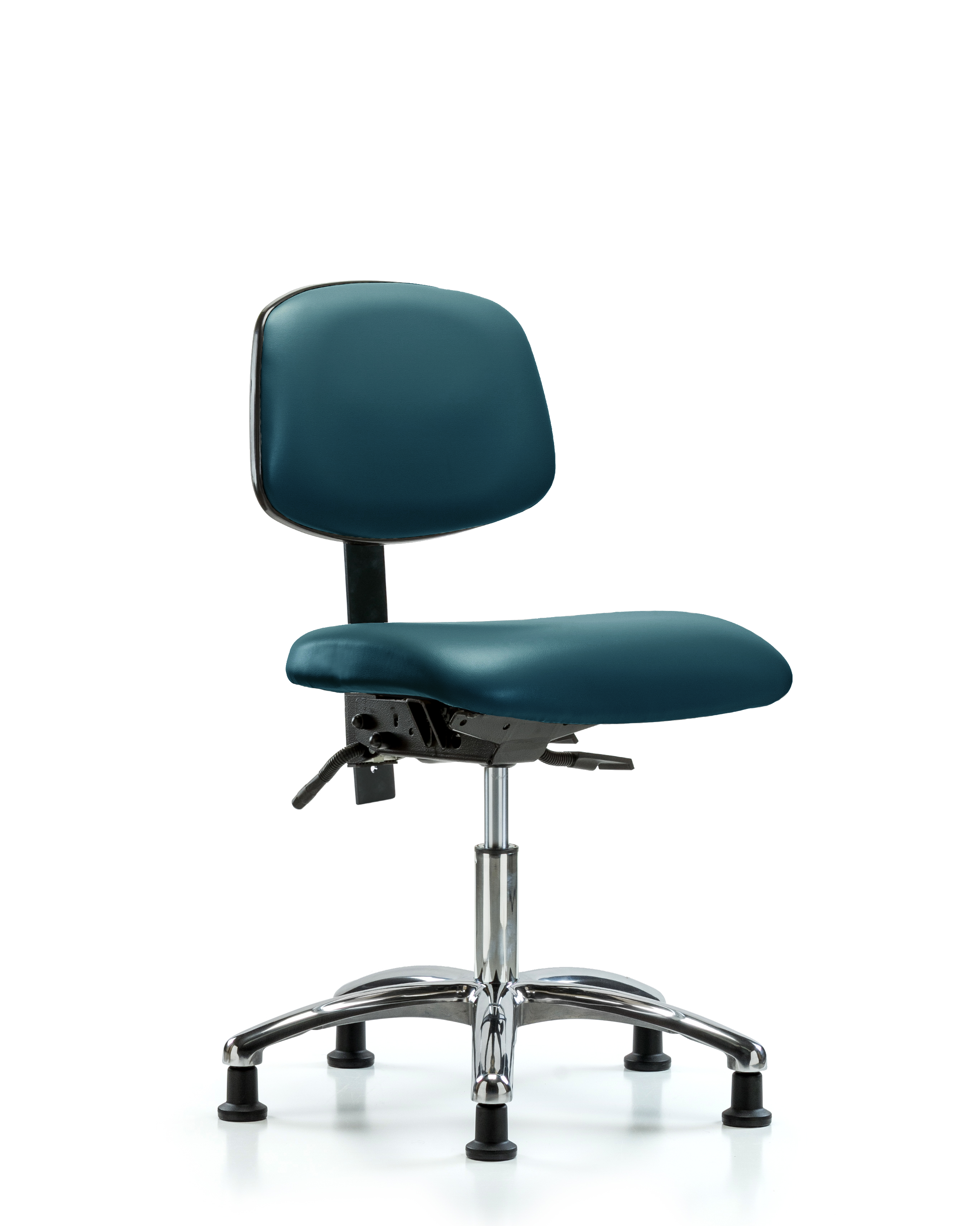 Rutledge Vinyl Chair Chrome - Desk Height with Seat Tilt & Stationary Glides in Marine Blue Supernova Vinyl