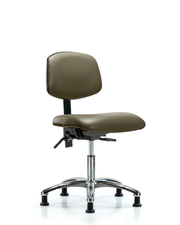 Rutledge Vinyl Chair Chrome - Desk Height with Seat Tilt & Stationary Glides in Taupe Supernova Vinyl