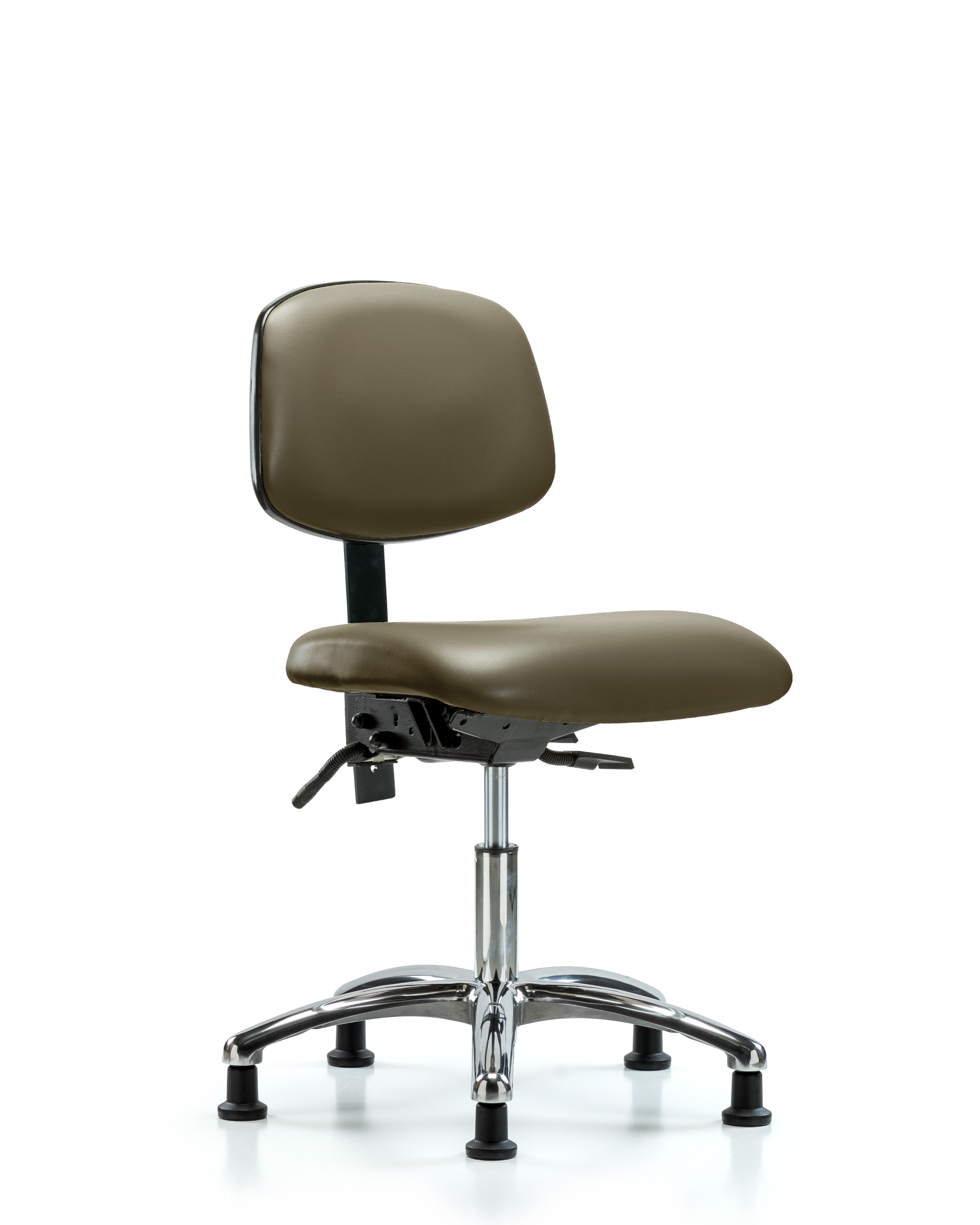 Rutledge Vinyl Chair Chrome - Desk Height with Seat Tilt & Stationary Glides in Taupe Supernova Vinyl