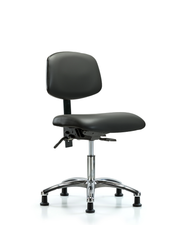 Rutledge Vinyl Chair Chrome - Desk Height with Seat Tilt & Stationary Glides in Carbon Supernova Vinyl