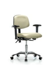 Rutledge Vinyl Chair Chrome - Desk Height with Seat Tilt, Adjustable Arms, & Casters in Adobe White Trailblazer Vinyl