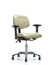 Rutledge Vinyl Chair Chrome - Desk Height with Seat Tilt, Adjustable Arms, & Stationary Glides in Adobe White Trailblazer Vinyl