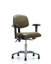 Rutledge Vinyl Chair Chrome - Desk Height with Seat Tilt, Adjustable Arms, & Stationary Glides in Taupe Supernova Vinyl