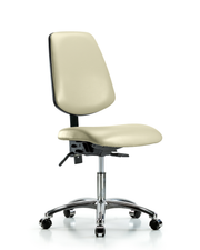 Rutledge Vinyl Chair Chrome - Desk Height with Medium Back & Casters in Adobe White Trailblazer Vinyl