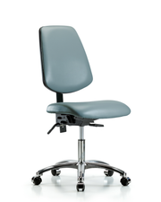 Rutledge Vinyl Chair Chrome - Desk Height with Medium Back & Casters in Storm Supernova Vinyl