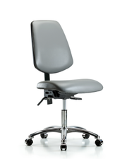 Rutledge Vinyl Chair Chrome - Desk Height with Medium Back & Casters in Sterling Supernova Vinyl