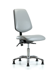 Rutledge Vinyl Chair Chrome - Desk Height with Medium Back & Stationary Glides in Dove Trailblazer Vinyl