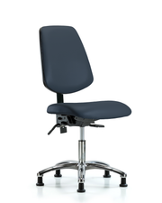 Rutledge Vinyl Chair Chrome - Desk Height with Medium Back & Stationary Glides in Imperial Blue Trailblazer Vinyl