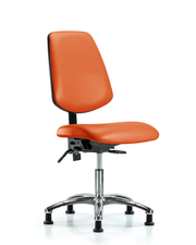 Rutledge Vinyl Chair Chrome - Desk Height with Medium Back & Stationary Glides in Orange Kist Trailblazer Vinyl