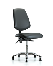 Rutledge Vinyl Chair Chrome - Desk Height with Medium Back & Stationary Glides in Carbon Supernova Vinyl