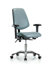Rutledge Vinyl Chair Chrome - Desk Height with Medium Back, Adjustable Arms, & Casters in Storm Supernova Vinyl