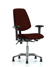 Rutledge Vinyl Chair Chrome - Desk Height with Medium Back, Adjustable Arms, & Stationary Glides in Burgundy Trailblazer Vinyl