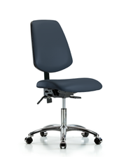 Rutledge Vinyl Chair Chrome - Desk Height with Medium Back, Seat Tilt, & Casters in Imperial Blue Trailblazer Vinyl