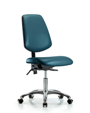 Rutledge Vinyl Chair Chrome - Desk Height with Medium Back, Seat Tilt, & Casters in Marine Blue Supernova Vinyl
