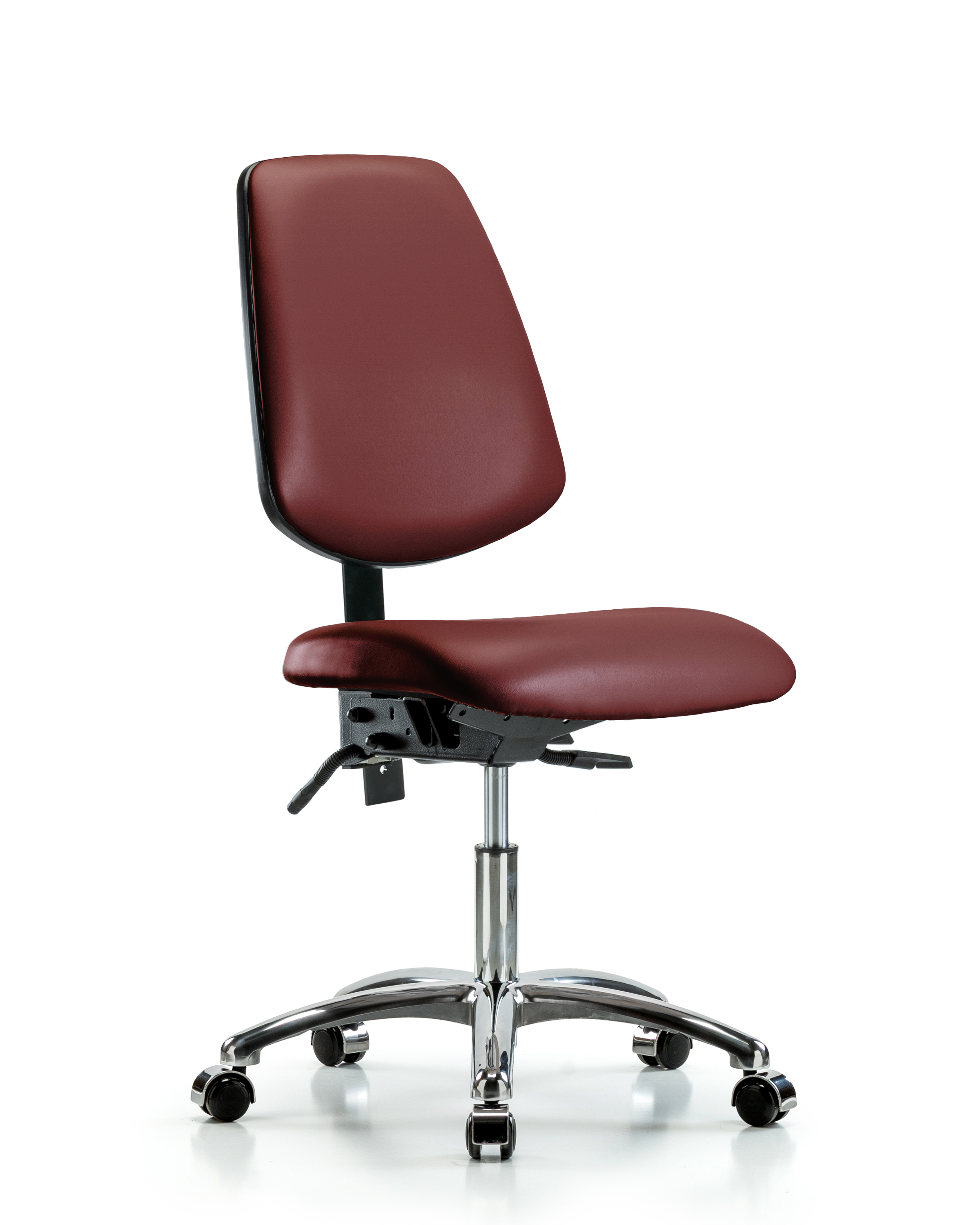 Rutledge Vinyl Chair Chrome - Desk Height with Medium Back, Seat Tilt, & Casters in Borscht Supernova Vinyl