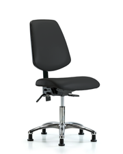 Rutledge Vinyl Chair Chrome - Desk Height with Medium Back, Seat Tilt, & Stationary Glides in Black Trailblazer Vinyl