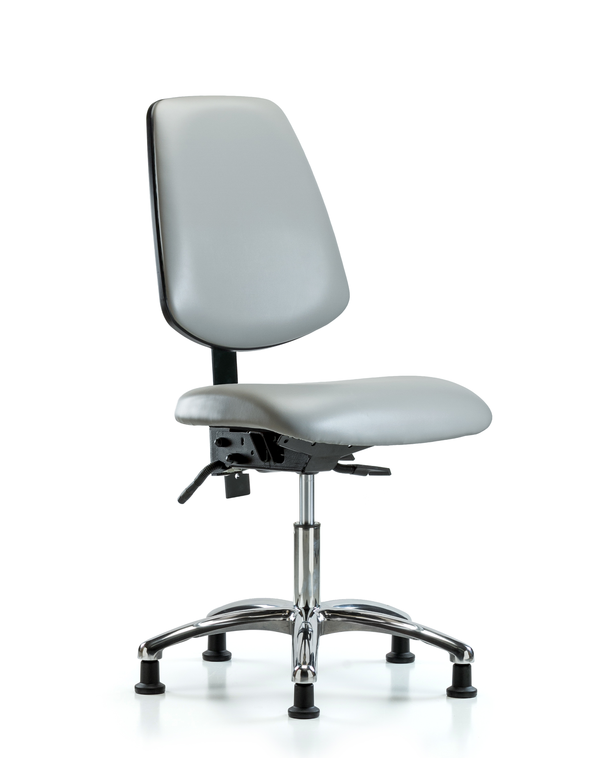 Rutledge Vinyl Chair Chrome - Desk Height with Medium Back, Seat Tilt, & Stationary Glides in Dove Trailblazer Vinyl