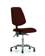 Rutledge Vinyl Chair Chrome - Desk Height with Medium Back, Seat Tilt, & Stationary Glides in Burgundy Trailblazer Vinyl