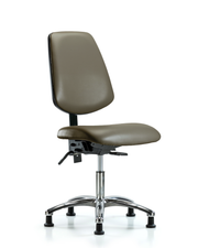 Rutledge Vinyl Chair Chrome - Desk Height with Medium Back, Seat Tilt, & Stationary Glides in Taupe Supernova Vinyl