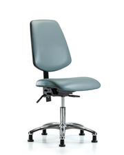 Rutledge Vinyl Chair Chrome - Desk Height with Medium Back, Seat Tilt, & Stationary Glides in Storm Supernova Vinyl