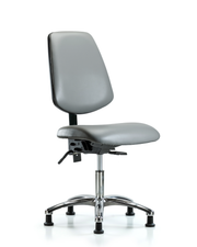 Rutledge Vinyl Chair Chrome - Desk Height with Medium Back, Seat Tilt, & Stationary Glides in Sterling Supernova Vinyl