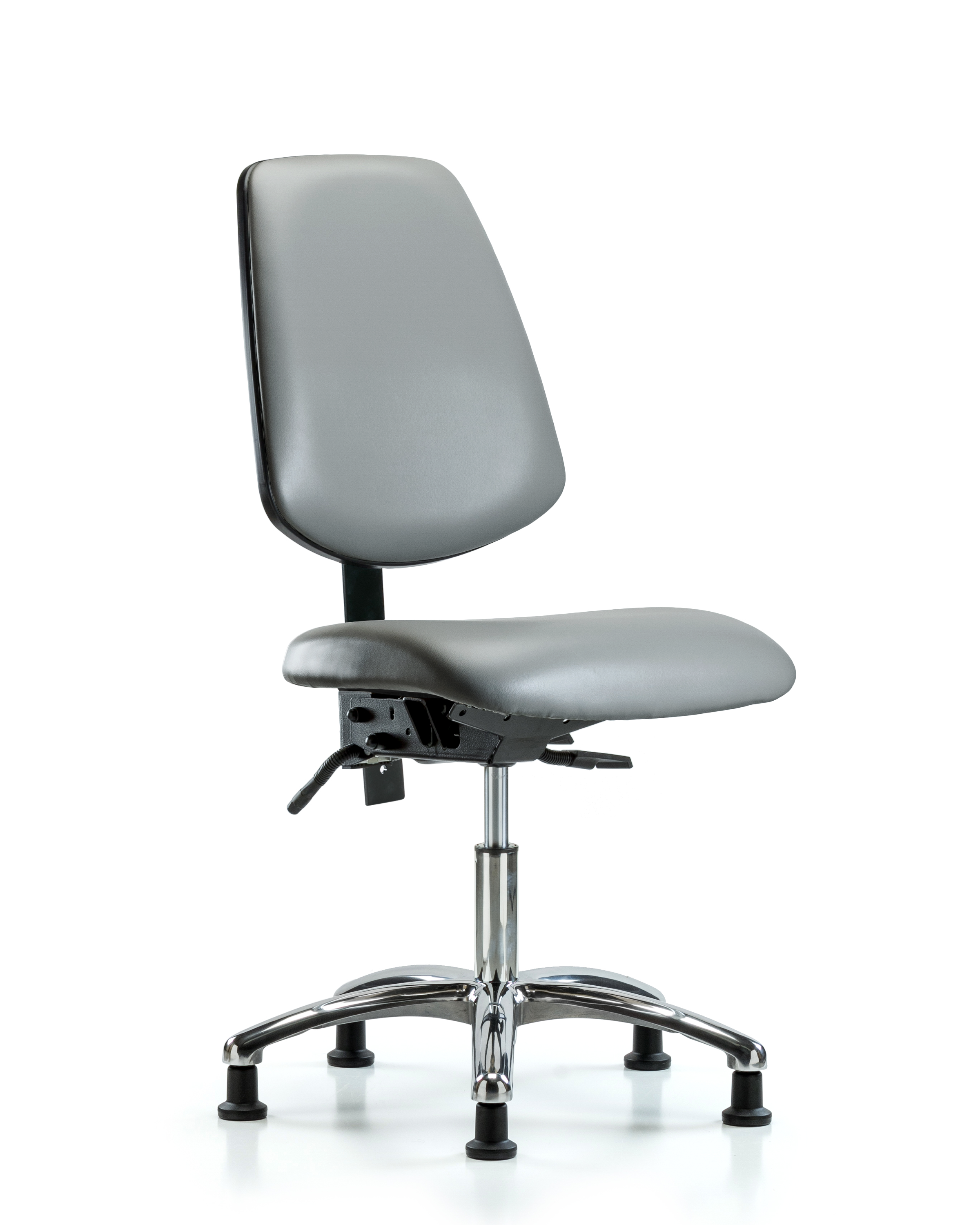 Rutledge Vinyl Chair Chrome - Desk Height with Medium Back, Seat Tilt, & Stationary Glides in Sterling Supernova Vinyl