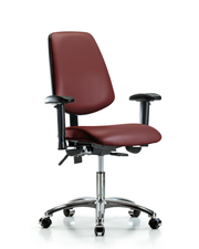 Rutledge Vinyl Chair Chrome - Desk Height with Medium Back, Seat Tilt, Adjustable Arms, & Casters in Borscht Supernova Vinyl