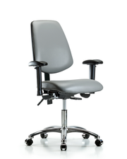 Rutledge Vinyl Chair Chrome - Desk Height with Medium Back, Seat Tilt, Adjustable Arms, & Casters in Sterling Supernova Vinyl